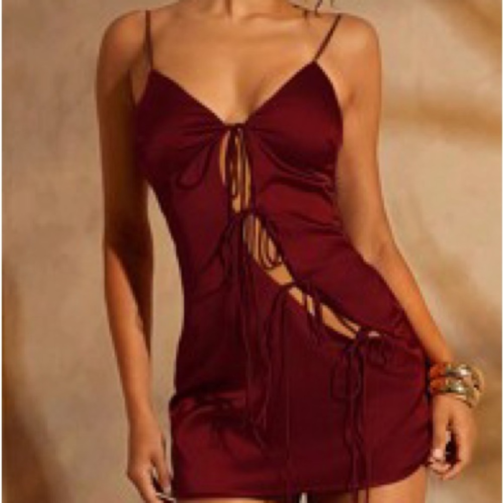 SHEIN Wine Red Strappy Dress